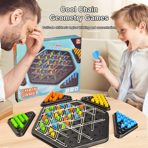 Ny Kedja Triangel Schackspel Triggle Gummibands Spel Pedagogiskt Interaktivt Spel Stridsset För Familj Fest Present Het Försäljning (FMY) Big size