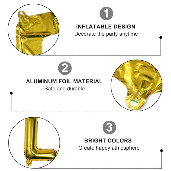 1 Set Feliz Cumpleaños Ilmapallosetti Koristeelliset Ilmapallot Syntymäpäiväjuhlien Ilmapallot (FMY) Golden 42.00X34.00X0.10CM