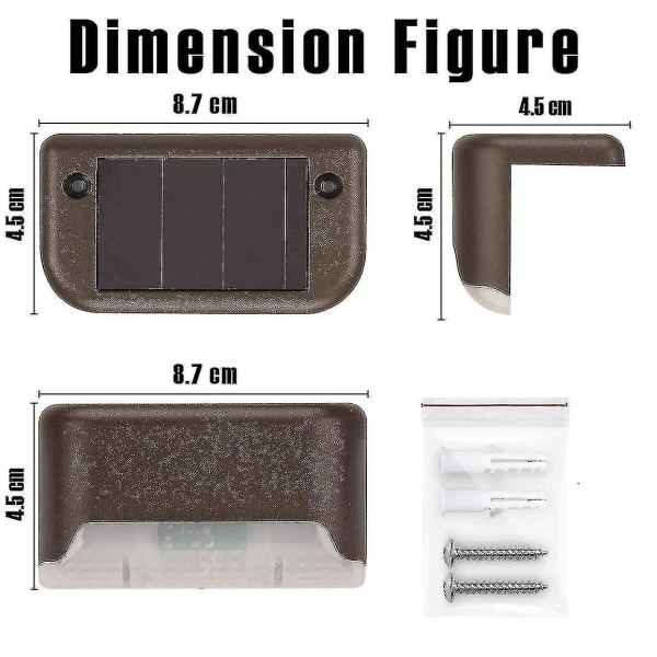 Solcellsbelysning för Däck Utomhus, 4/8/12-pack Solcells Trappljus Vattentäta Led Solcellslampor för Utomhus Trappor, Steg, Staket, Räcke, Gräsmatta och Patio (FMY) brown shell 8 Pack