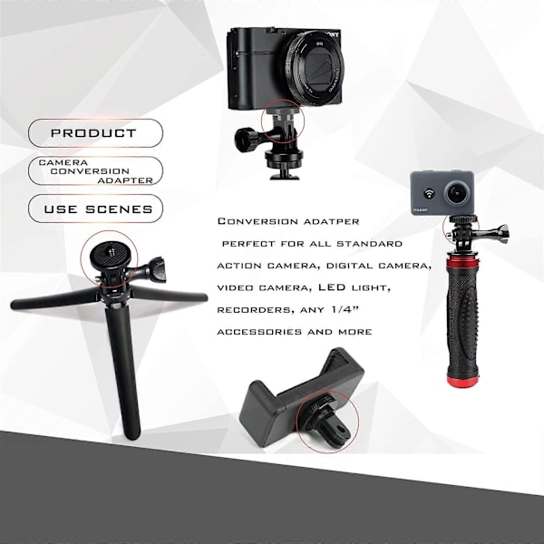 Kamerafesteadapter i aluminium for GoPro-økosystemet, -20 konverteringsadapter (FMY)