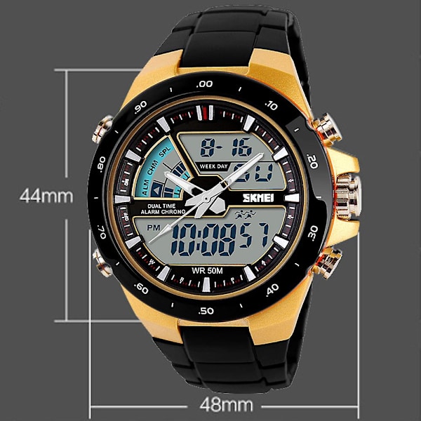Klocka för män Sport Quartz handled män Analog Digital Vattentät Militär (FMY) Yellow Free Size