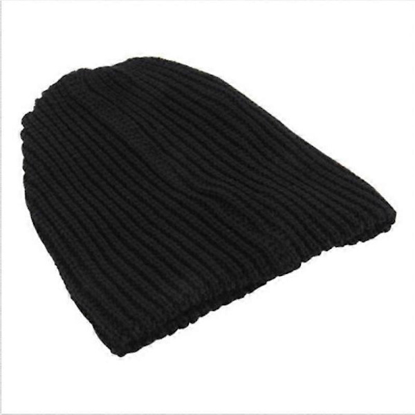 Miesten Neulotu Neulelippis Skull Baggy Talvi Lämmin Ylisuuri Rullalauta Hattu (FMY) Black