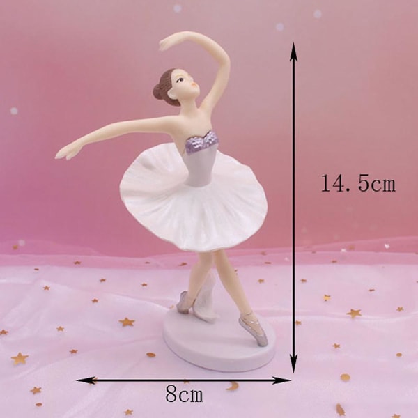 Balletjenter Figur Ballerina Bryllupsdag Bursdag Kake Topper Dukkehus Ornament  (FMY) White