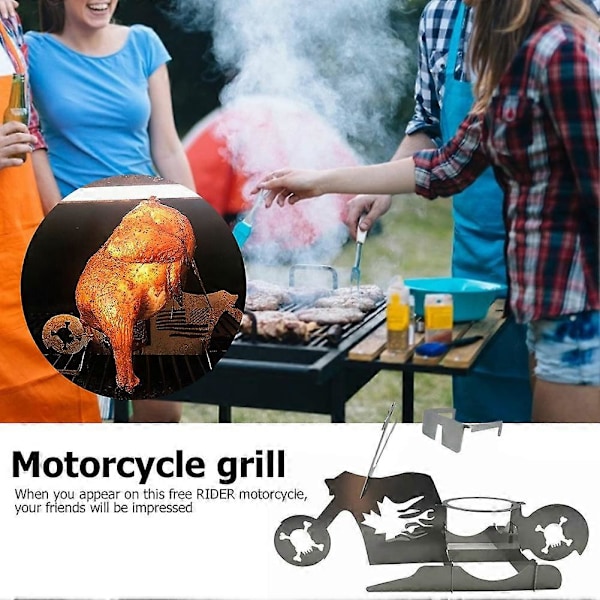 2 STK Camping Grillutstyr Kyllingstativ Bærbar Øl Motorsykkel Rustfritt Stål BBQ Ovn Grill (FMY) Silver