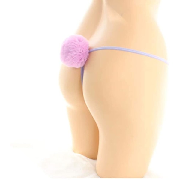 Kaise Naisten Seksikäs Stringit Pikkuhousut Söpö Pupunhäntä G-string Turkispallo Bikini T-back Cosplay Alusvaatteet Juhla Asu Lahja (FMY) Purple