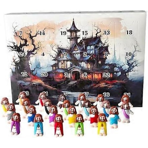 2024 Jesus Adventskalender 24 Mini Figurer Jesus Statyer för Barn Julgåva (FMY) B