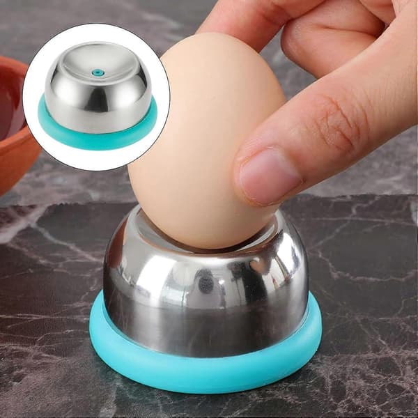 Eggplukker i rustfritt stål med base, oppvaskmaskinsikker eggkutter for hardkokte egg, solid egg-hullpunch kjøkkenredskap (FMY)