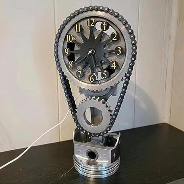 Rotating Gear Clock Industrial Steampunk Vintage Retro Home Decor Clock,Moving Gear Clock, Metal Edition Rotating Gear (FMY)