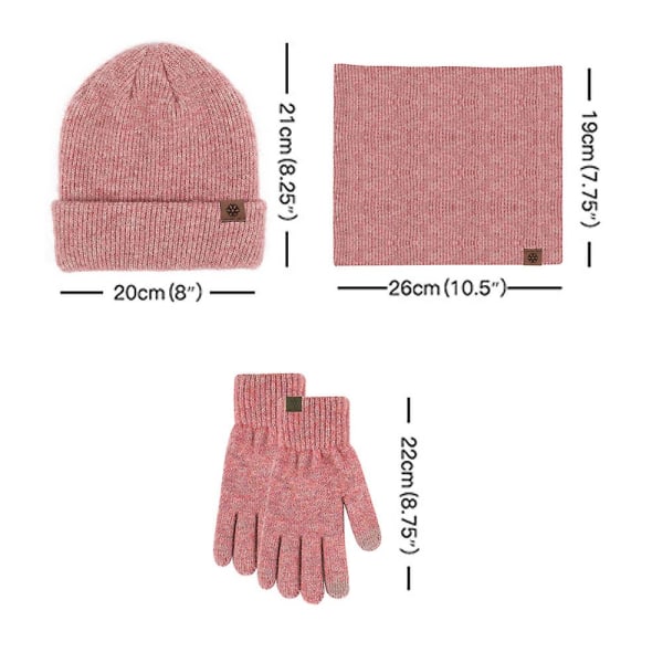 Beanie Hat Scarf Handskar Set för vinterkallt väder (FMY)