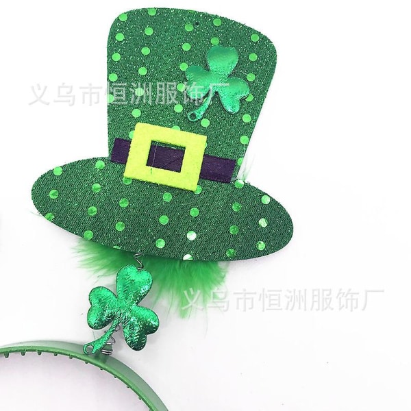 3-piece Set Of St. Patricks Day European And American Festival Parade Characters Dress Up Irish Festival Headband (feather Sequined Hat),wz-281  (FMY)