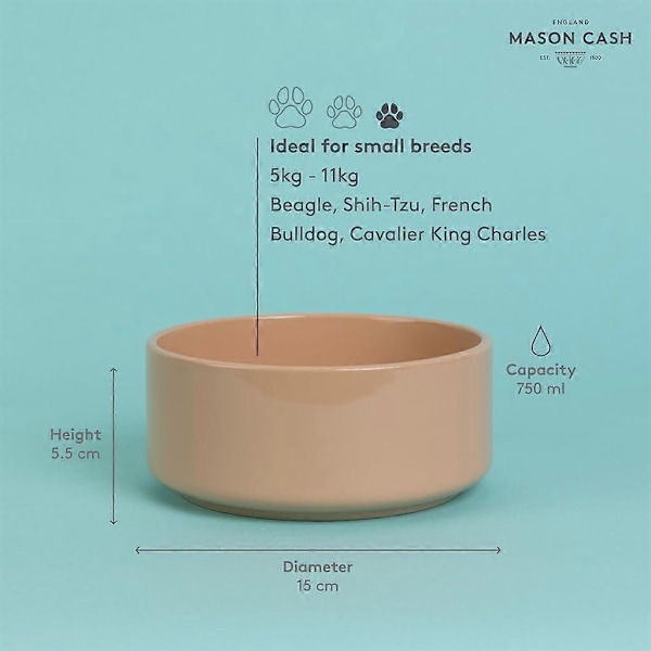 Mason Cash Grå Prikket Hundeskål, 13 cm (FMY) Mason Cash Cane Pet Bowl 15cm 15cm (Pack of 1)
