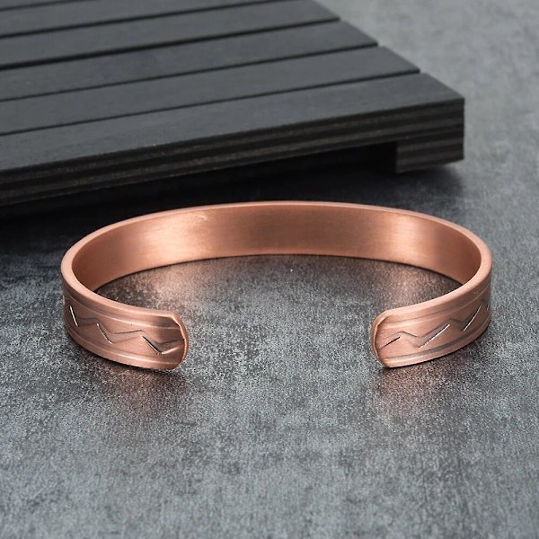 Vintage Rent Kobber Armbånd Magnetisk Bølge Manschet Justerbar Kobber Armbånd Mænd Magnetisk Terapi Armbånd Til Terapi Gigt (FMY) box