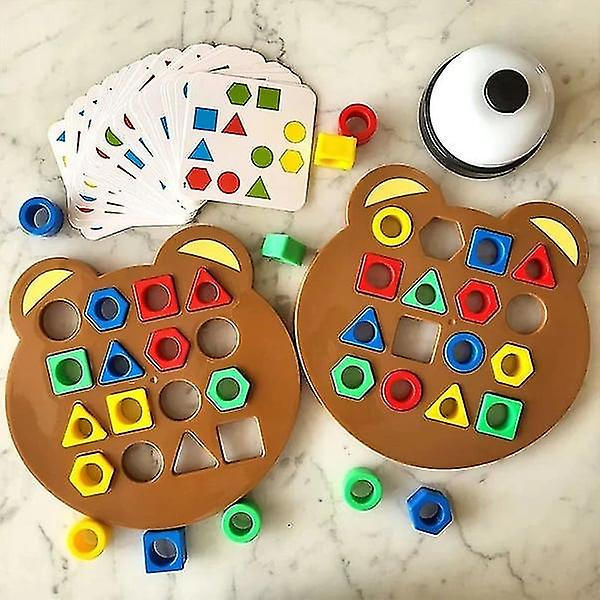 Formmatchningsspel Färg Sensorisk Pedagogisk Leksak, Barn Pussel Geometrisk Form Snabbmatchning Tavla, utan Klocka - Snngv  (FMY) White