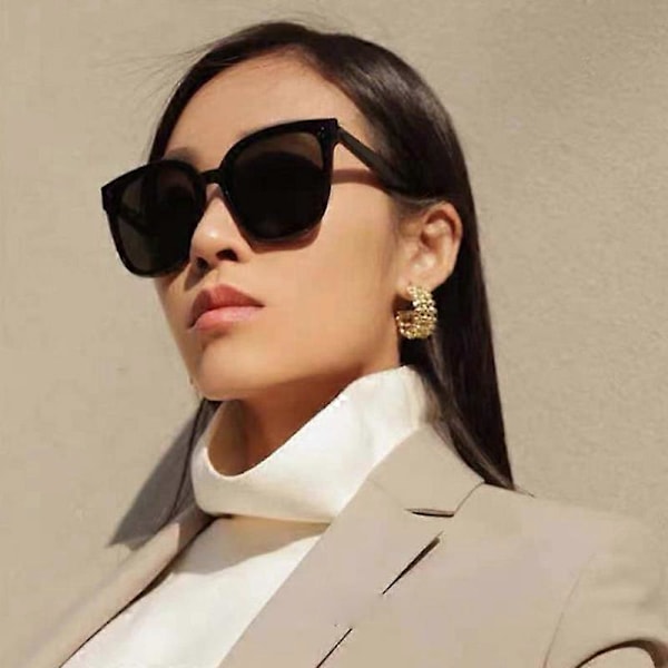Lyxmärke Koreanska Solglasögon Dam Monster Designer Gentle Herr Trendiga Acetat Cat-eye Polariserade Solglasögon Dam Shades (FMY) GRAY UV400