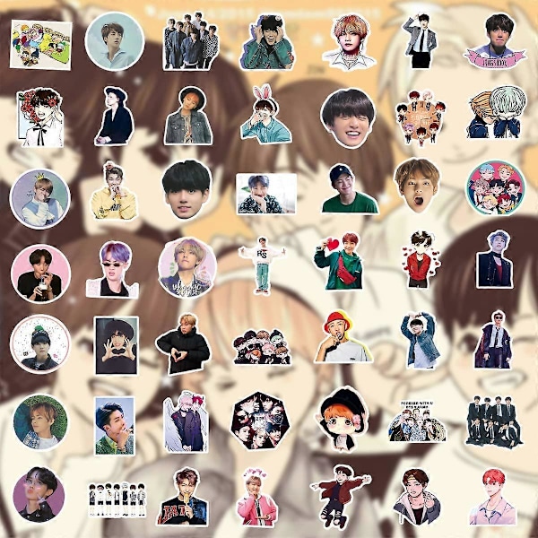 100 kpl BTS-tarroja vesipulloon, Kpop-tarrat vinyyli vedenpitävät tarrat kannettavalle tietokoneelle, puskurille, rullalaudalle, vesipulloille, tietokoneelle, puhelimelle, Stic (FMY)