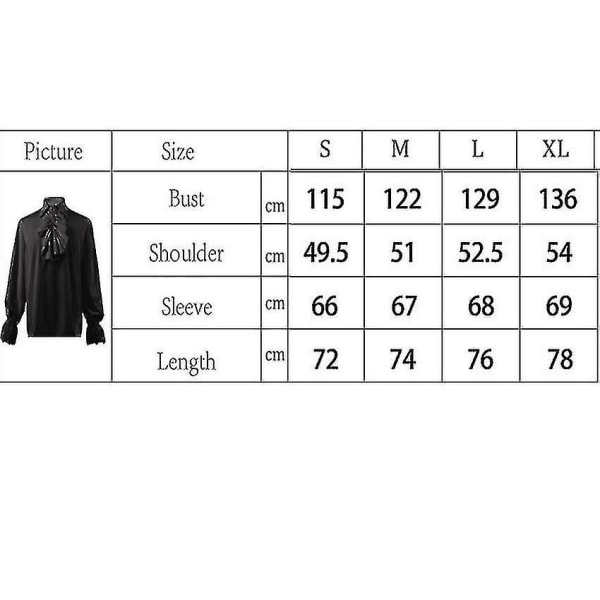 Piratskjorte til mænd Vampyrrenæssance victoriansk kostumetøj (FMY) black XL