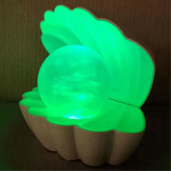 Perle-skals Natlampe Farveskiftende LED Skalskrivebords Dekorativ Lampe Soveværelse Sengelampe Bordlampe Skalsgave - Fremragende (FMY) As Shown