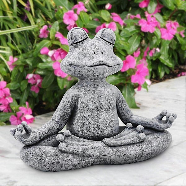 Meditationsgroda Staty Trädgårdsdekoration Utomhus Buddha Zen Yoga Groda Trädgårdsstaty - Inomhus Hem Trädgård Skulptur Familjegåva, 32,5 cm (FMY)