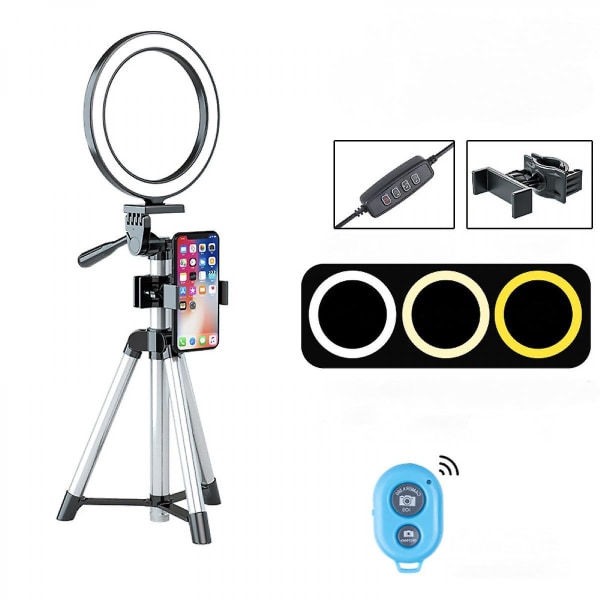 16 cm Selfie-ringlys med stativstativ, led-ringlys for direktesending/sminke (FMY)