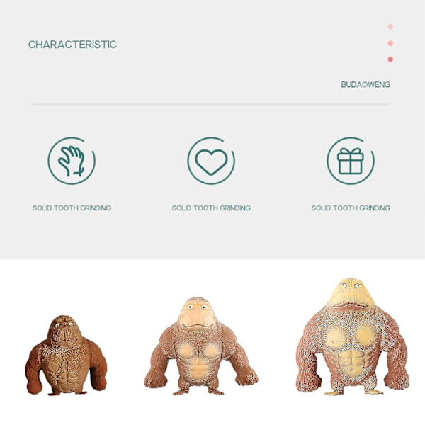 Simulering Squish Stretchy Spongy Squishy Monkey Gorilla Stress Relief Toy Vent Doll  (FMY) Grey 12*12