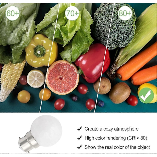6 kpl B22 LED-lamppu 3W Golfpallolamput B22 Bajonetti Pieni pallolamppu Hehkulamppu Himmennettävä (FMY)
