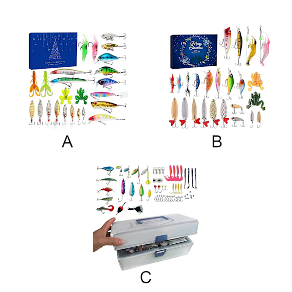 Julkalender för Fiske 2024, Fiskebete Julkalender, 24 Dagar Fiskebeten Set Present Julnedräkning Julkalender Fiske Set  (FMY)