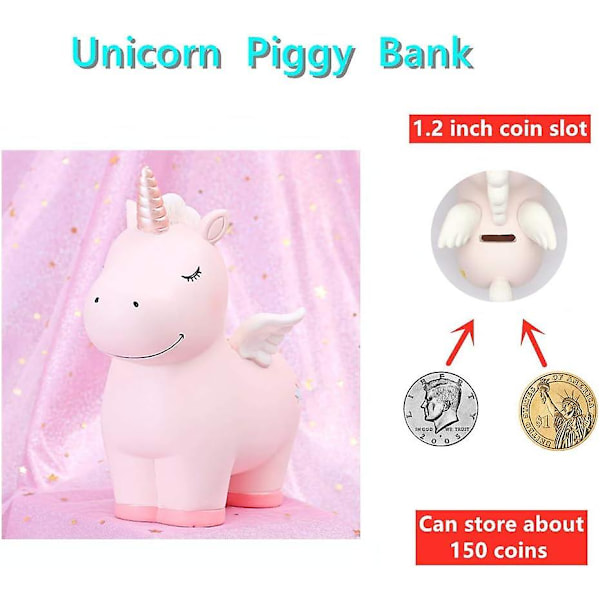 Nydelig Regnbue Unicorn Spargris For Jenter, Harpiks Unicorn Spargris Leke, Barn Penger Banker Mynt Banker, Unicorn Gaver (FMY)