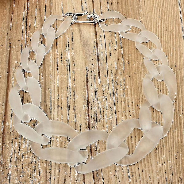 Kvindes Akryl Chunky Resin Halskæde, Vintage Bohemian Frosted Plastik Cuban Link Kæde Choker (FMY) red