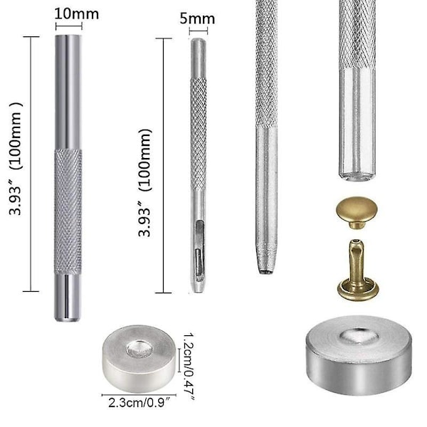 480 stk lærnagler dobbelthatt nagle rørformede metallnagler med hulltang festeverktøy for DIY lærhåndverk nagler rep sett  (FMY) 120pcs no pliers