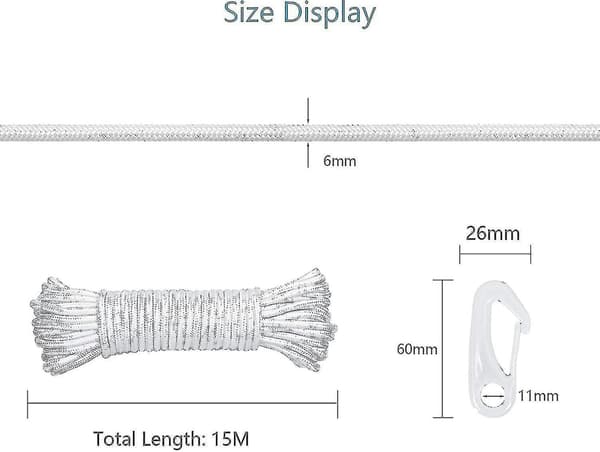 15m 6mm Nylon Flaggrep Flaggstangrep Stang Flagg Fall Linje  (FMY)