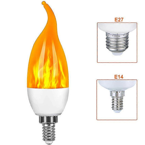 LED Flamme Flimrende Pære LED Ild Emulering Lys E14 E27 Stearinlys Lampe 4 Tilstande Belysning Kreativ Juleatmosfære Lampe Hjem Dekoration 1 Stk (FMY) E14 2 pcs