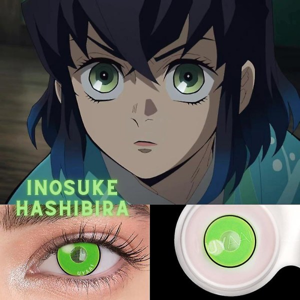 Demon Slayer Anime Cosplay Color Kontaktlinser-kamado Nezuko (FMY) Hashibira Inosuke - Green