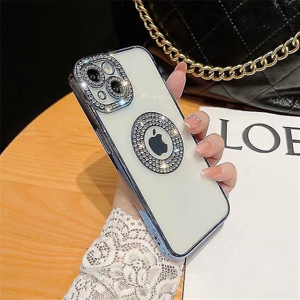 För Iphone 14 Pro Max Luxury Plating Flash Diamond Silikon Phone case För Iphone 11 12 13 14 Plus Hollow Out Rhinestone Cover (FMY) Blue Plating Case For 11 Pro Max