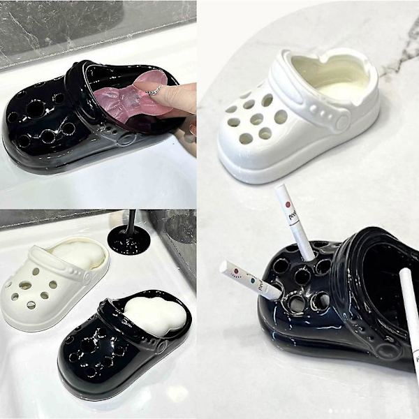 Kreativa Crocs Askkopp Ornament - Crocs Keramisk Askkopp Rolig Anti-Fluga Ask Ornament, 100% Ny (FMY) White