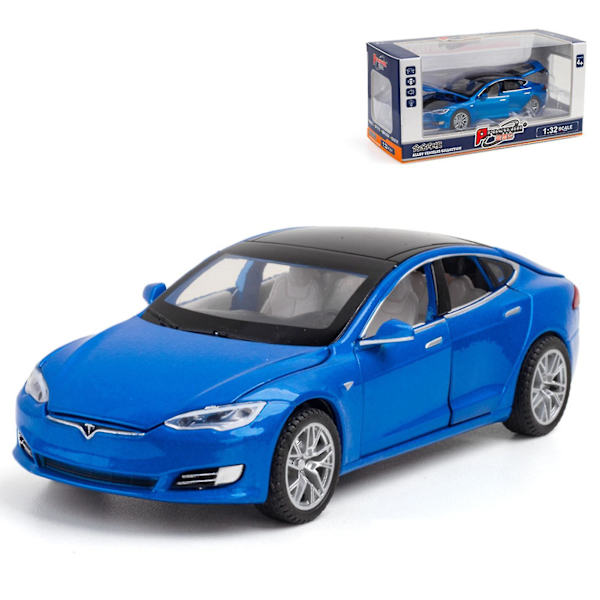 Tesla Model S -auton malli valolla ja avattavilla ovilla, musiikkisimuulaatiolla