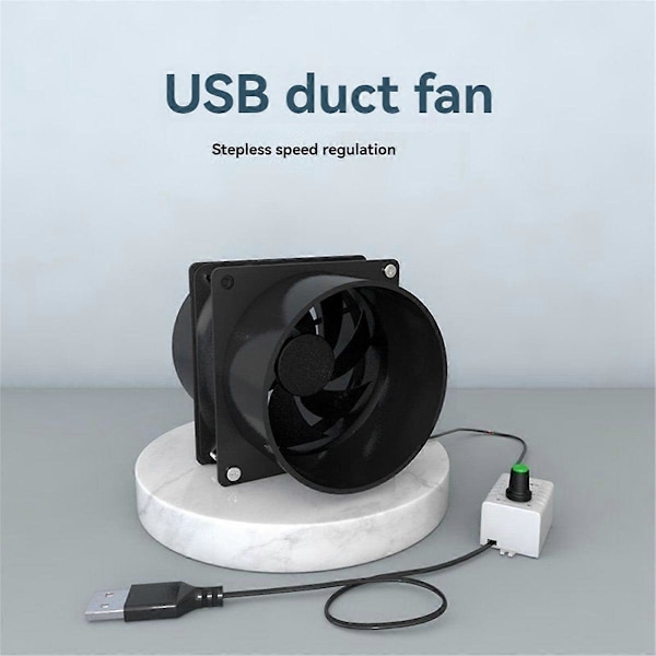 USB Justerbar Hastighet Fläkt Rökabsorberare ESD Rökutsug Fläktrör Kanal Utblåsningsfläkt Rör Ventilation (FMY) Black
