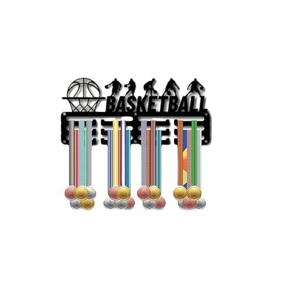 Basketbollmedaljställ, medaljställ, sportmetallhängande järndekoration, medaljtävling, svart atlet (FMY)