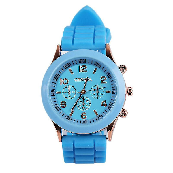 Unisex Geneva Silikon Gel Sport Kvarts Armbandsur Ny XH  (FMY) Blue