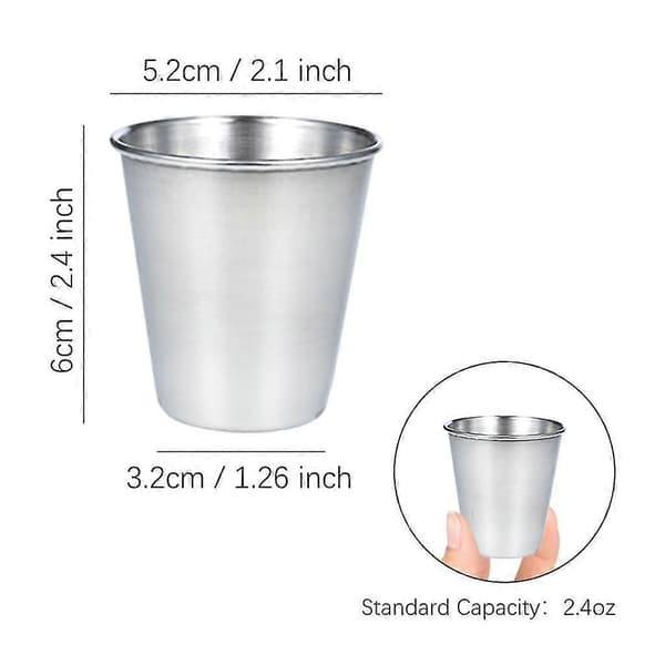 Snapseglas i sæt af 12, rustfrit stål snapseglas, Stamper Pearl (FMY)