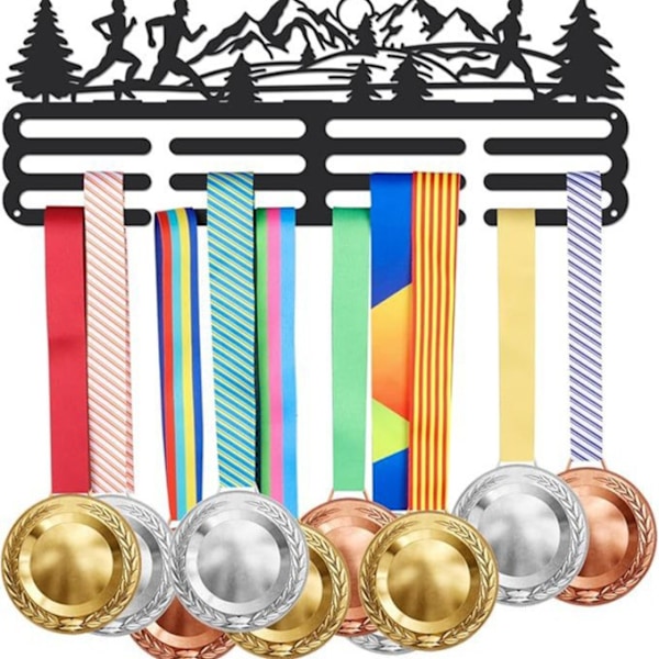 Medaljhållare för Löpning - Displayställ för Medaljer, Sport, Metall, Väggmontering, Dekoration för Över 60 Medaljer för Löpning, Marathon (FMY)