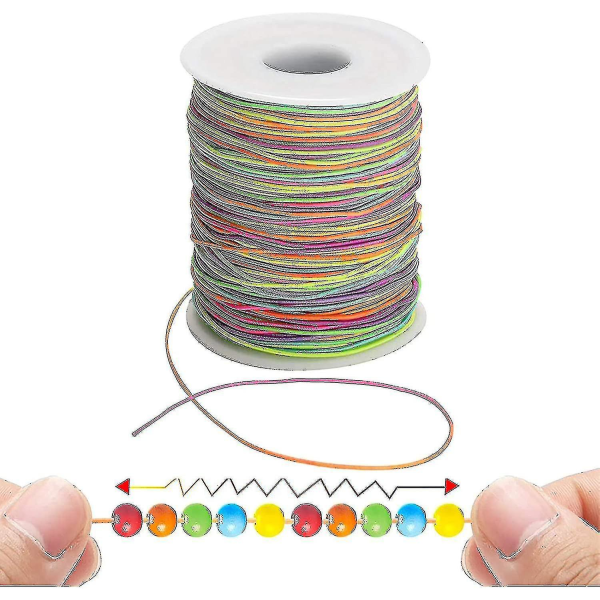 1 mm elastisk snodd pärltrådar Rainbow Stretch Thread Fabric Crafting String (FMY)