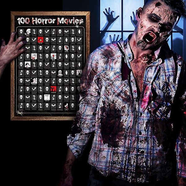 100 Gyserfilm Scratch Off Poster til Halloween Stor Biograf Skrabbar Poster Gave til Filmfans (FMY) B
