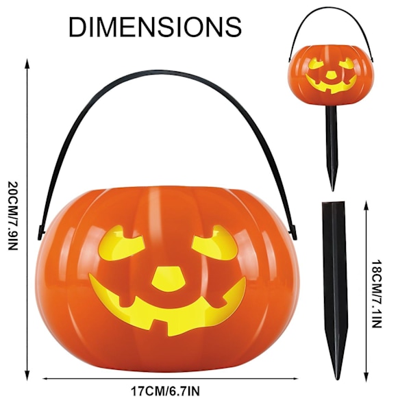 Solcellsdriven Pumpa Gatulampa Halloween Utomhus Dekoration, Halloween Pumpa Markörlampa, Pumpa Lykta Trädgård Innergård Träd Innergård Fest (FMY) Yellow