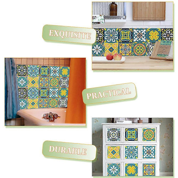 20 kpl itseliimautuvat laattatarrat seinälle, DIY-laattatarrat kodin sisustukseen keittiöön, olohuoneeseen ja makuuhuoneeseen (FMY) 10x10cm