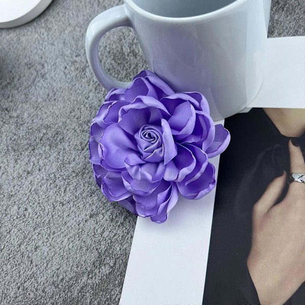 Tygblomma Brosch Stor Korsage Brosch Ros Brosch för Bankett Dansdräkt (FMY) Violet 10cm