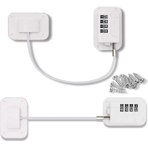 Jääkaapin lukko salasanalla, lapsiturvallinen jääkaapin lukko jääkaapeille, kaapeille ja laatikoille, oville (FMY) 2Pcs White