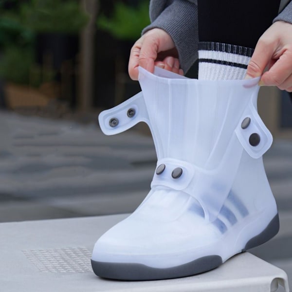 Vattentäta Tvåfärgade Gummistövlar - Hållbara, Tvättsbara, Halksäkra, Säker Knappstängning, Perfekt för Stövlar & Tillbehör, Ideal för Regn (FMY) White For Shoes 38-39