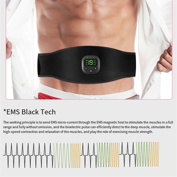 Ems Elektrisk Abs Abdominal Bælte Smart Kropsmassager Doven Muskeltræning Fitness Massage Bælter Udstyr Til Hjemmegym (FMY)