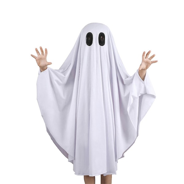 Børn Halloween Childs Fancy Dress Outfit Drenge Piger Cotton Ghost Cape Kostume Casper Spooky Cute Cosplay Halloween Party Supply (FMY) M