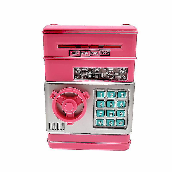 Elektronisk Spargris Safe ATM Passord Pengboks Automatisk Innskudd Sedler Gaver Bursdag (FMY) Pink